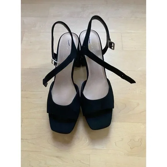 Chinese Laundry BNWT "Teemara" ankle strap black platform suede sandal heel NEW - Picture 2 of 6